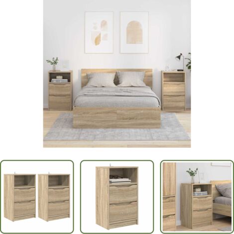 Cajón -  Mesas de noche con cajón 2 pcs Roble Sonoma 40 x 30 x 467 cm