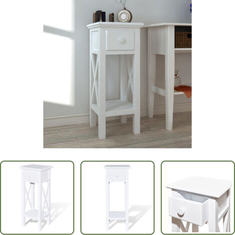 Cajón -  Mesita auxiliar con cajón blanca