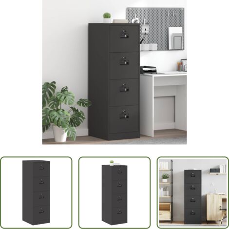 Cajón -  Mueble archivador con cajón 2 pcs Negro 44 x 50 x 106.5 cm