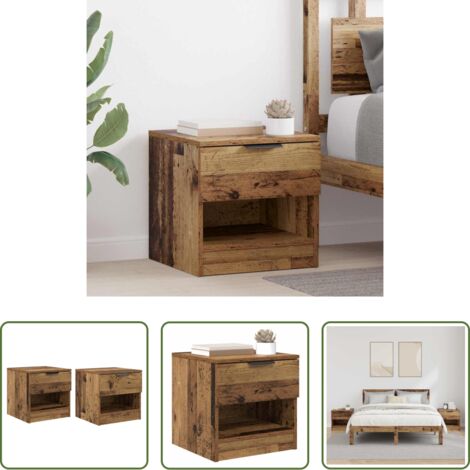 Cajón -  Mueble cama con cajón 2 pcs Madera vieja 40 x 39 x 40cm