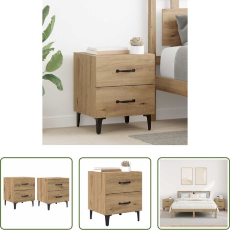 Cajón -  Mueble cama con cajón 2 pcs Roble artesanal 40 x 35 x 47,5 cm