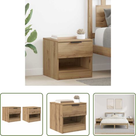 Cajón -  Mueble cama con cajón 2 pcs Roble artesanal 40 x 39 x 40cm