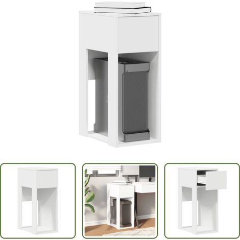 Cajón para cables -  Torre de ordenador con cajón blanco 30x44x74 cm