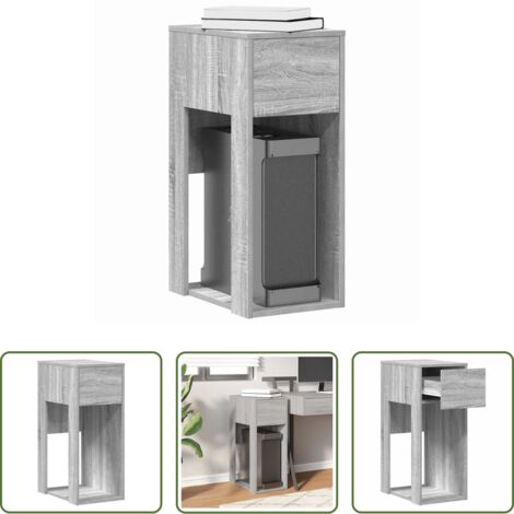 Cajón para cables -  Torre de ordenador con cajón gris sonoma 30x44x74 cm