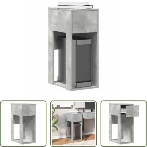 Cajón para ordenador -  Torre de ordenador con cajón gris cemento 30x44x74 cm