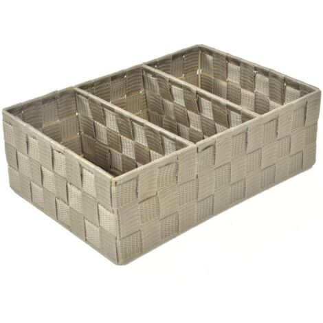 Cajón poliéster gris tortora 3 compartimentos 31x21x10cm