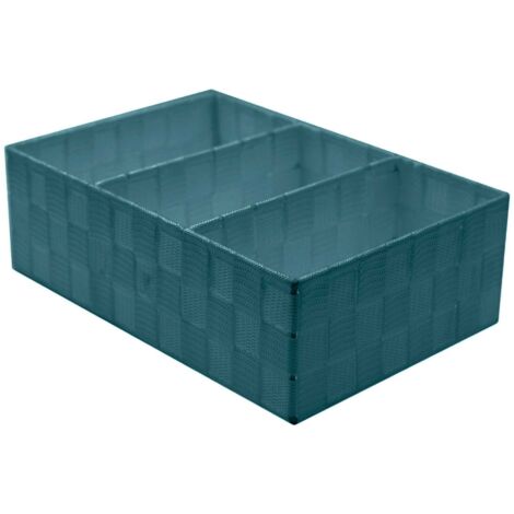 Cajón poliéster verde agua rectangular 3 compartimentos cm31x21h10