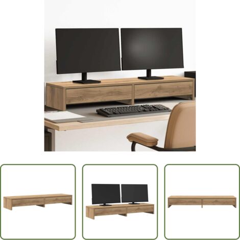 Cajón -  Soporte de monitor con cajones madera artisian 100x27x15 cm