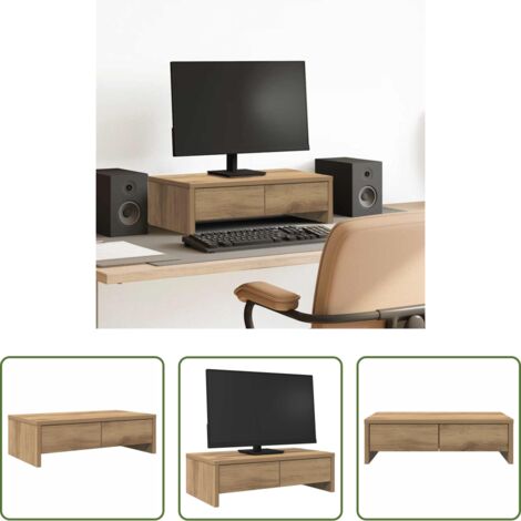 Cajón -  Soporte de monitor con cajones madera artisian 50x27x15 cm
