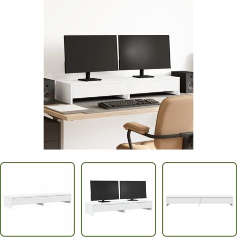 Cajón -  Soporte para monitor con cajones blanco 100x27x15 cm madera de ingeniería