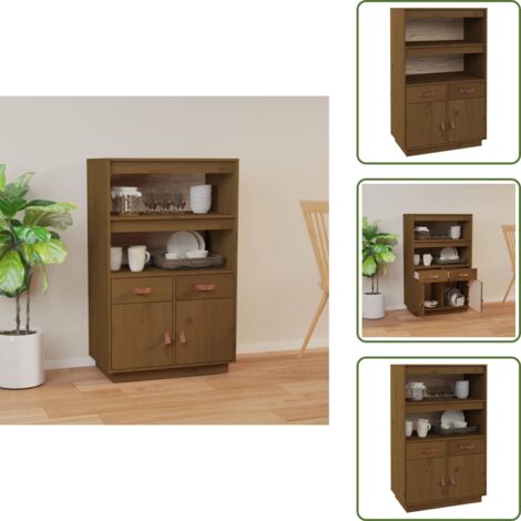 Cajón - vidaXL Aparador de madera maciza de pino marrón miel 67x40x108,5 cm - Madera de pino