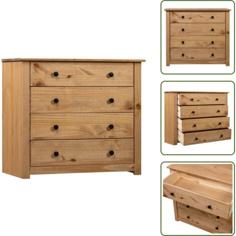 Cajón - vidaXL Armario auxiliar de madera de pino estilo Panamá 80x40x73 cm - Almacenamiento
