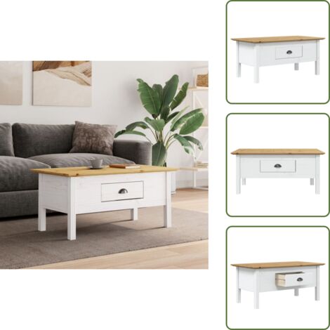 Cajón - vidaXL Mesa de centro BODO madera de pino blanco y marrón 100x55x46 cm - Decoración de salón