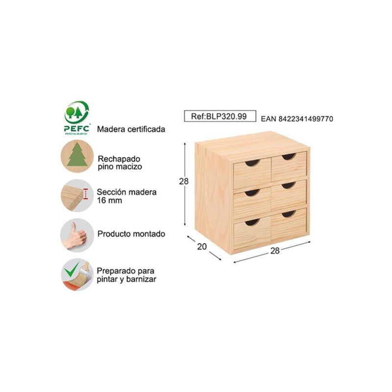 

Cajonera 3x2 pino sbarn