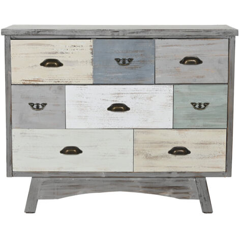 Cajonera Abeto 100X40X80 8 Cajones Envejecido Gris