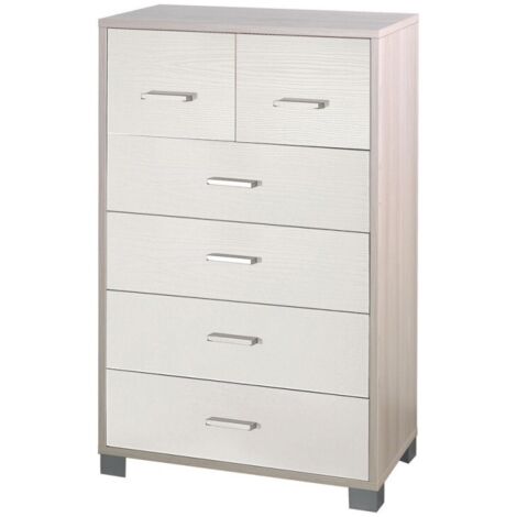 Cajonera alta de seis cajones de olmo blanco para dormitorio 70x41x h112 cm