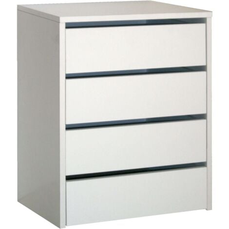Cajonera Armario Auxiliar Tamaño Pequeño con 4 Cajones en Color Blanco Brillo 46x64x45 cm