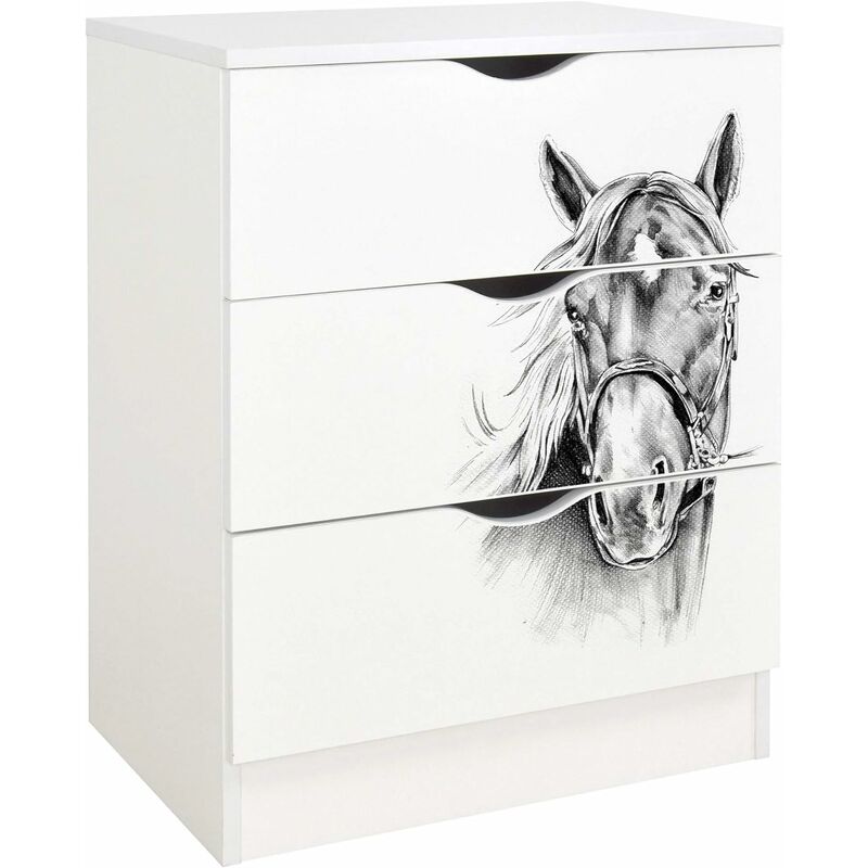 

Cajonera blanca - Dibujo de caballo