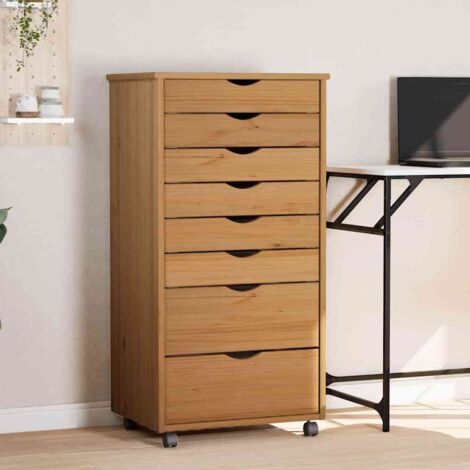 Cajonera con ruedas MOSS madera maciza pino marrón miel