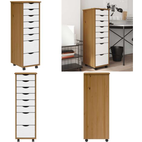 Cajonera con ruedas MOSS madera maciza pino marrón miel - Cajón con ruedas para oficina - Cajón con ruedas para cocina