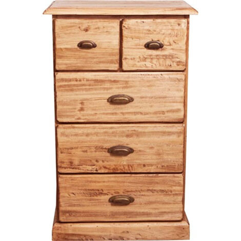 Cajonera Country de madera maciza de tilo acabado con efecto natural 63x41x100 cm
