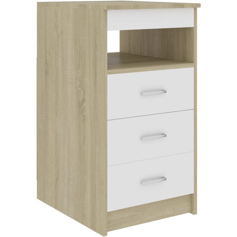 

vidaXL Cajonera de Aglomerado 40x50x76 cm Color Blanco y Roble Sonoma - Blanco