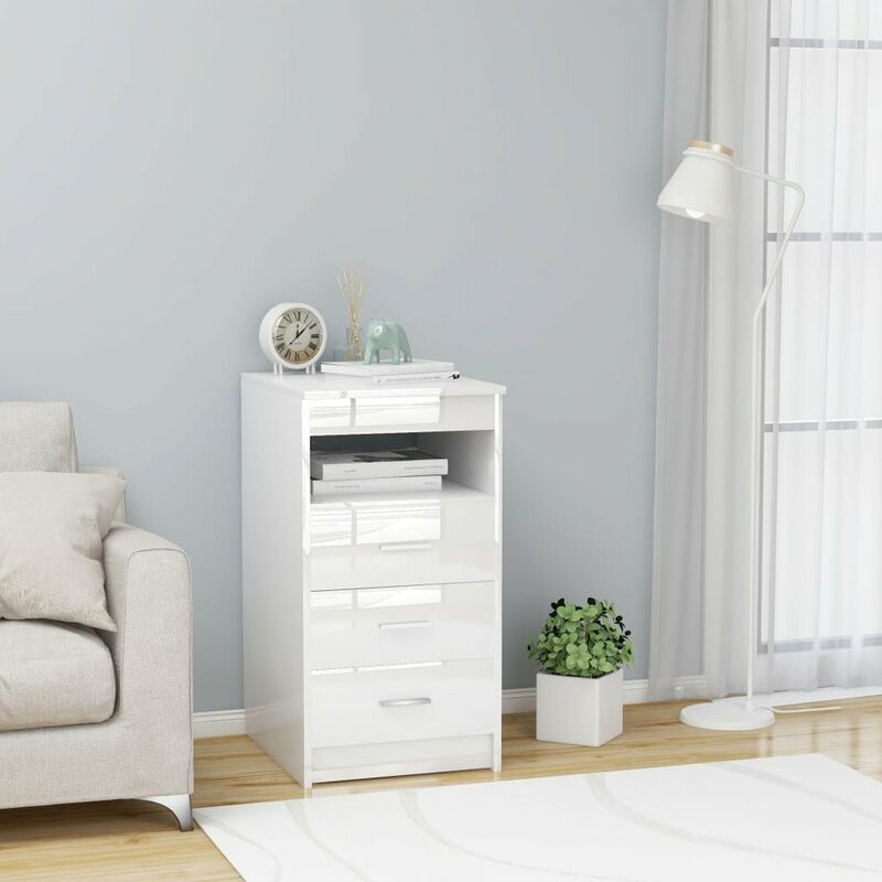 

Happyshopping - Cajonera de aglomerado blanco brillante 40x50x76 cm