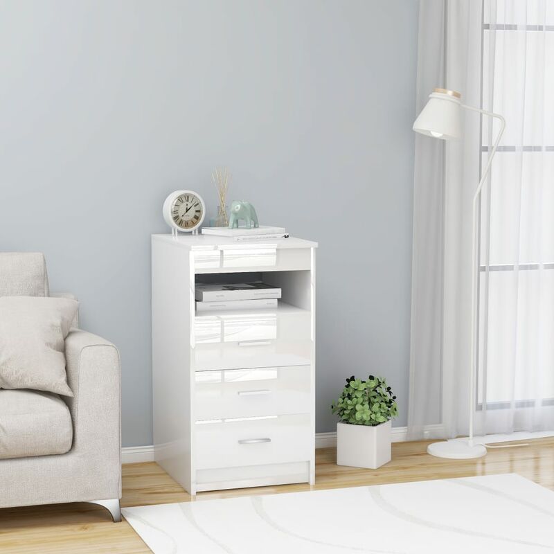 

Cajonera de aglomerado blanco brillante 40x50x76 cm