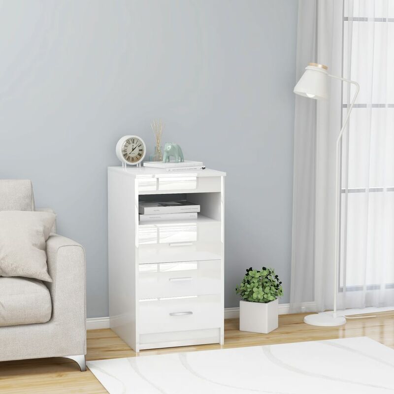 

Cajonera de aglomerado blanco brillante 40x50x76 cm - Blanco