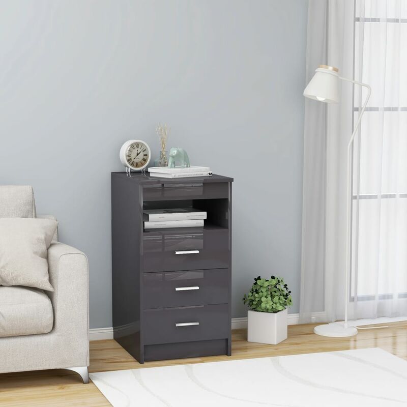 

Cajonera de aglomerado gris brillante 40x50x76 cm - Gris