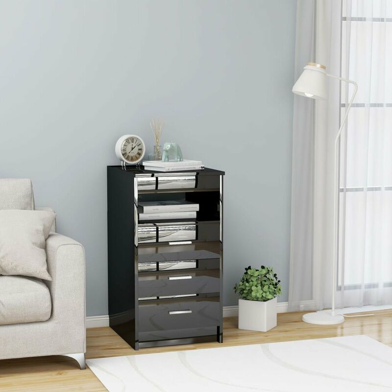 

Happyshopping - Cajonera de aglomerado negro brillante 40x50x76 cm