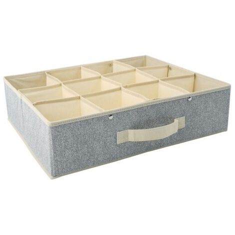 Cajonera de almacenamiento microaireada y transpirable con 12 compartimentos Gris MSV