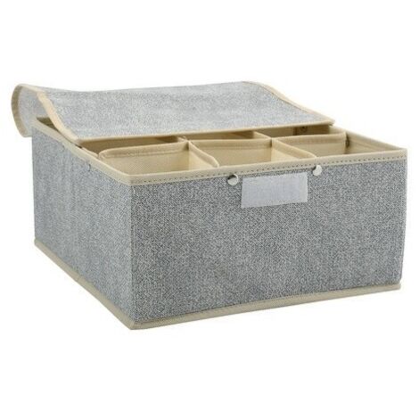 Cajonera de almacenamiento microaireada y transpirable con 9 compartimentos y tapa Gris MSV