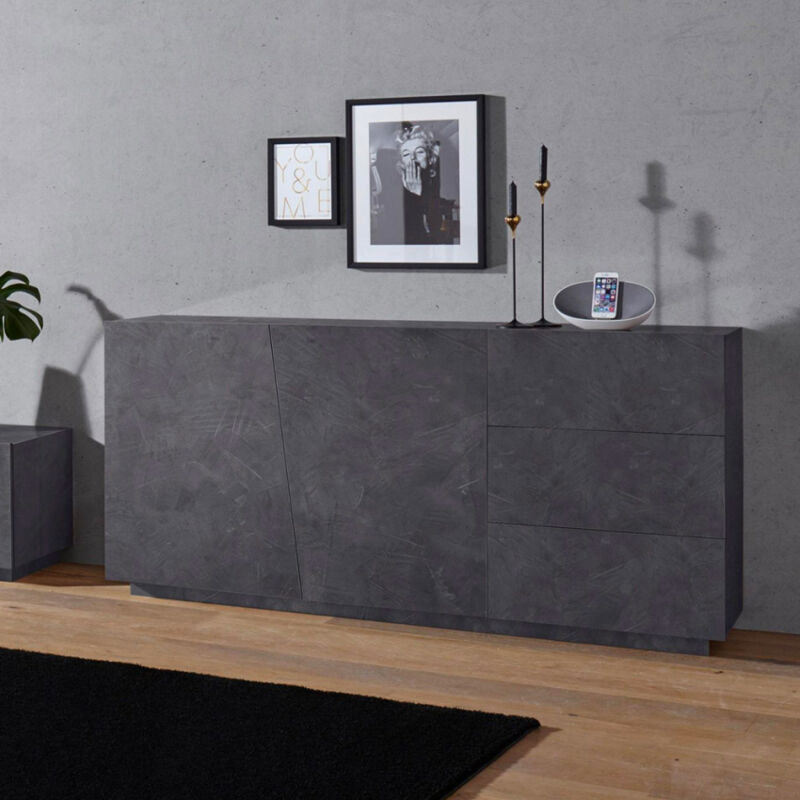 

Cajonera de diseño moderno 2 estantes y 3 cajones correderos Vega Living L Ardesia