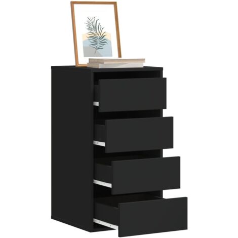 Cajonera de esquina madera de ingeniería negra 40x41x76 cm