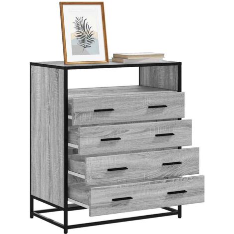 Cajonera de madera contrachapada gris 70x41x83,5 cm