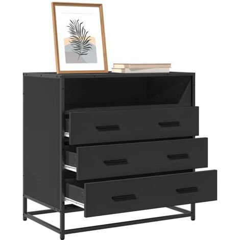 Cajonera de madera contrachapada negro 70x41x70 cm