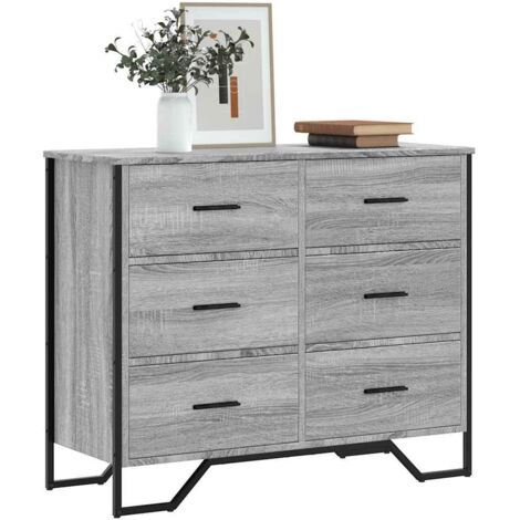 Cajonera de madera de ingeniería gris 91x35,5x74,5 cm