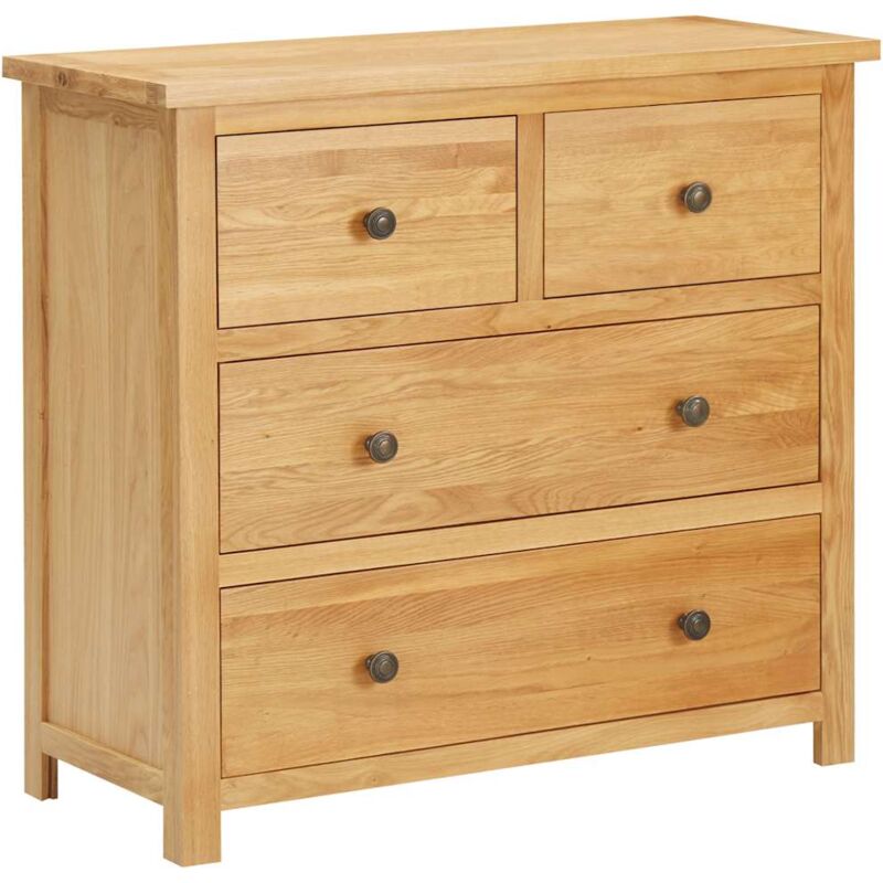

vidaXL Cajonera de madera de roble macizo 80x35x75 cm - Marrón
