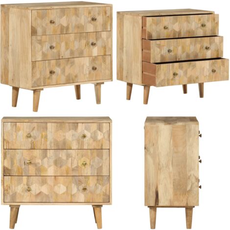 Cajonera de madera maciza de mango 70x35x70 cm - Cajón de madera maciza - Mueble de madera
