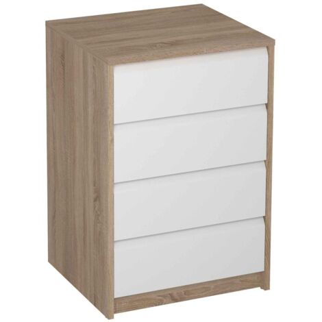 Cajonera de Melamina Roble Claro Blanco con 4 Cajones Bisel Ref.762-RB