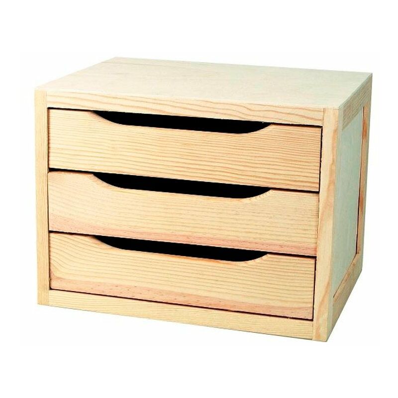 

Cajonera de pino natural con 3 cajones
