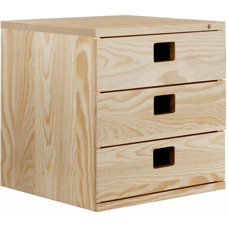 Baúl de almacenaje de madera maciza de pino con 4 ruedas 43,5x73x39 cm