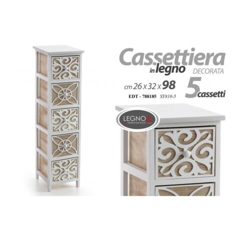 Cajonera estrecha con 5 cajones de madera cm 26 x 32 x 98 h