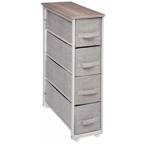 Mueble con ruedas de 4 cajones en tejido gris claro - sobre ruedas - 5Five