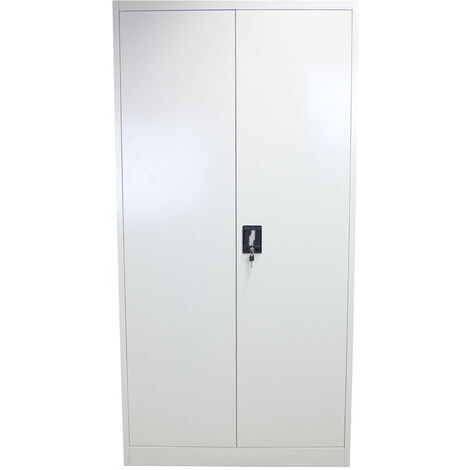 Cajonera Gris Claro de Metal con 2 Puertas y 4 Estantes Ajustables  180cm x 90cm x 40cm  Mueble para oficina  Almacenamiento para el hogar  Armario  Taquilla