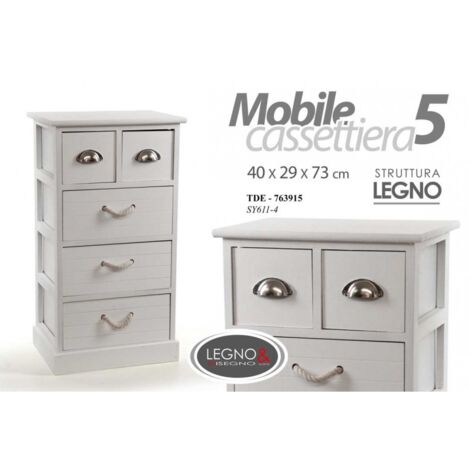 Cajonera multiusos blanca de madera 40 x 29 x 73 cm