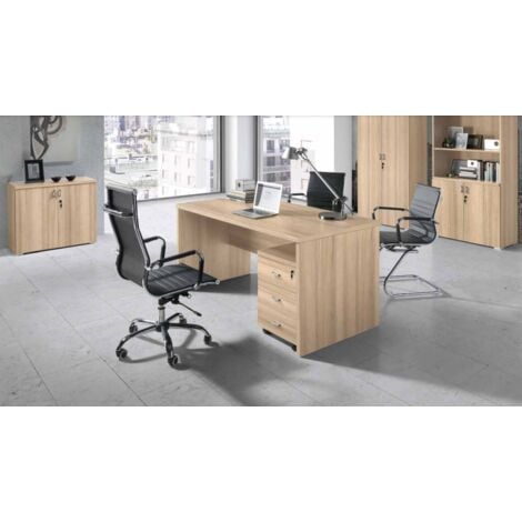 Cajonera de oficina con 3 cajones con ruedas, portadocumentos, mesita de  noche de escritorio elegante, cm 43x40h57, color cemento y blanco