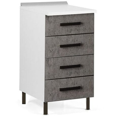 Cajonera de cocina 40x60xH84 cm en madera Gris Cemento - Caesaroo