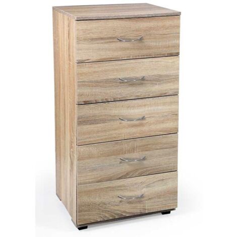 Cajonera para dormitorio 5 cajones roble como cm 50 x 40 x 101 h